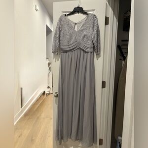 Mother of the bride formal gray lace dress size L